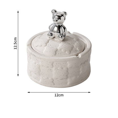 Bear Cookie Shape Relief Ceramic Ashtray