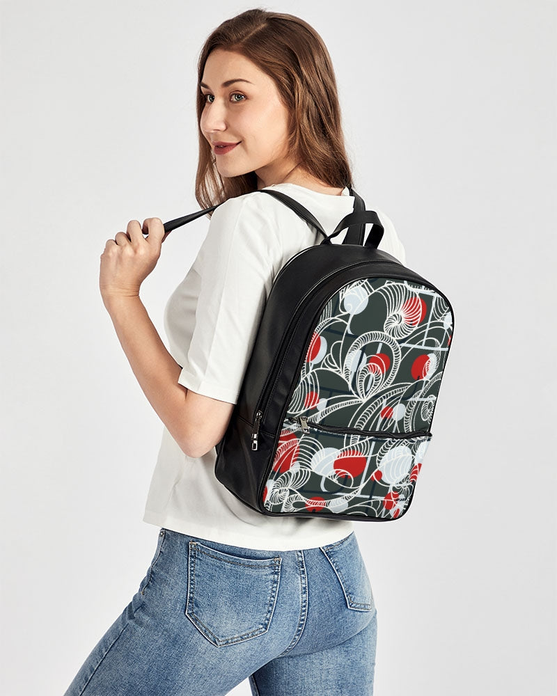 CREATIVE RED AND BLACK SWIRLS CREATED BY FLIPSTYLEZ Classic Faux Leather Backpack