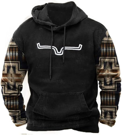 Native buffalo Printed winter Hoodie Men's fashion