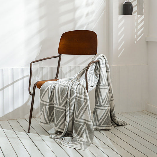 Nordic Geometric Triangle Knitted Blanket, Sofa Cover, Upholstery, Office Shawl Blanket Lavik