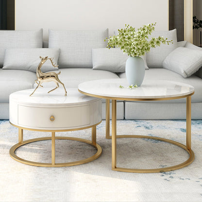 Modern Minimalist Slate Round Coffee Table Combination