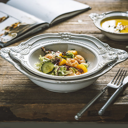 Relief Ceramic Tableware Rice Bowl Plate