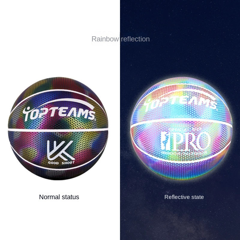 Net Popular Holographic Luminous Reflective Basketball Pu Wear-resistant Creative Fluorescent Basketball No. 7