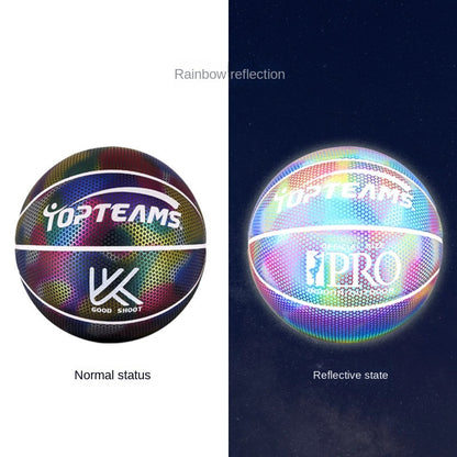 Net Popular Holographic Luminous Reflective Basketball Pu Wear-resistant Creative Fluorescent Basketball No. 7