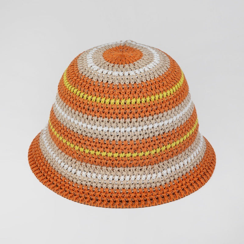 Dopamine Color Foldable Storage Bucket Hat Women's Fashion Color Woven Face Small Bucket Cap