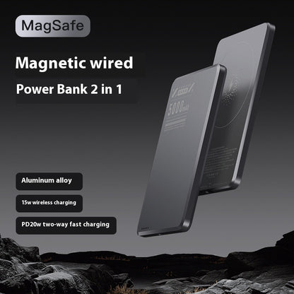 Aluminum Alloy Ultra-thin Double Pop-up Window Creative Magnetic Fast Charging Small Light Power Digital Display Mobile Power Supply