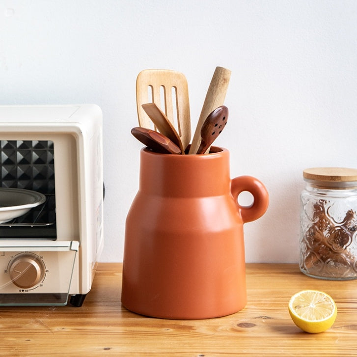 Creative Large Diameter Ceramic Storage Tank Art Single Ear Vase