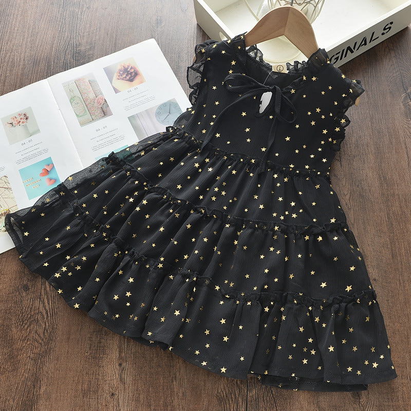 Summer Cute Princess Style Children's Dress With Embroidery Mesh