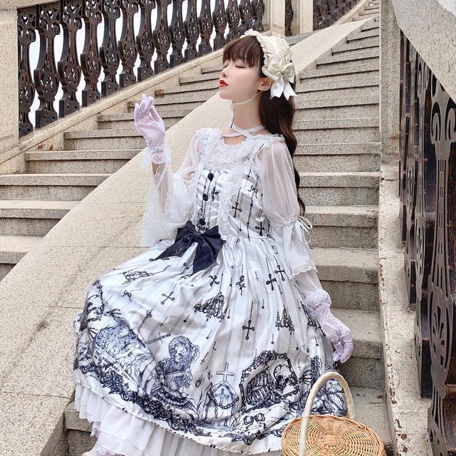 Lolita JSK dress Tomb Prisoner Girl Gothic Dark Jsk Dress Dark Vintage Victorian Princess Party Dress Sleeveless lolita dress