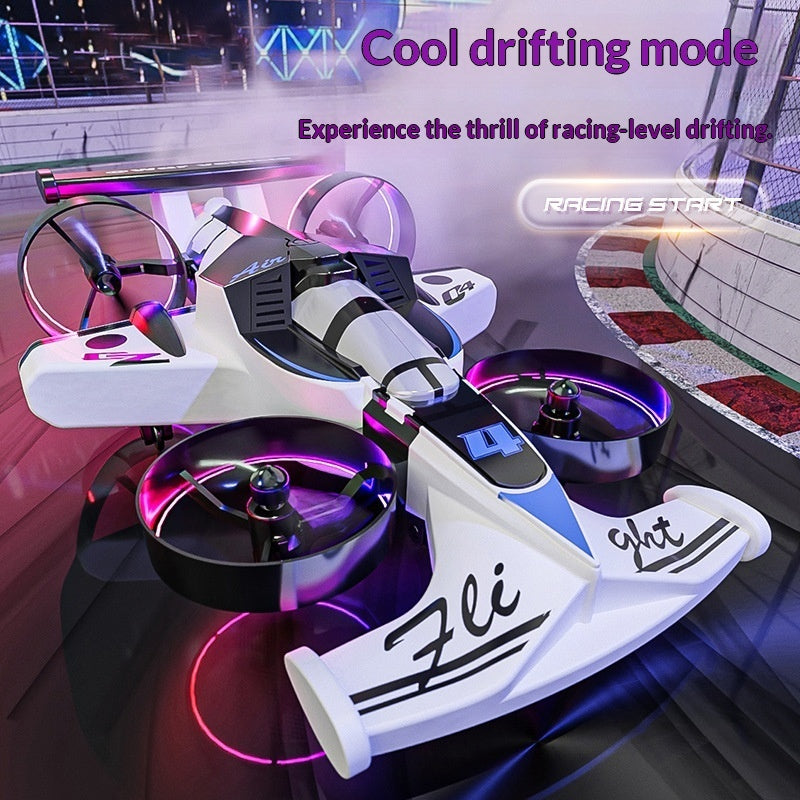 Shadow-Strike X: The Ultimate Land-Air Hybrid | White & Blue War Vehicle Dual-Mode RC Drone with Airplane Drift Mode