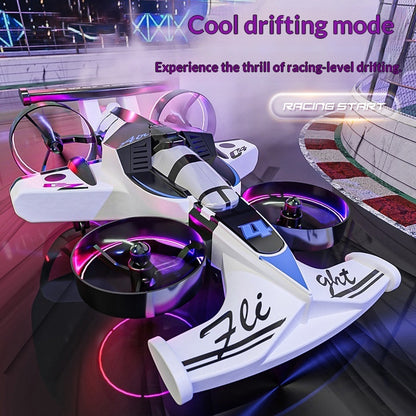 Shadow-Strike X: The Ultimate Land-Air Hybrid | White & Blue War Vehicle Dual-Mode RC Drone with Airplane Drift Mode