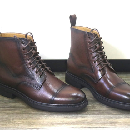 New Black Round Toe Formal Men's Leather Boots