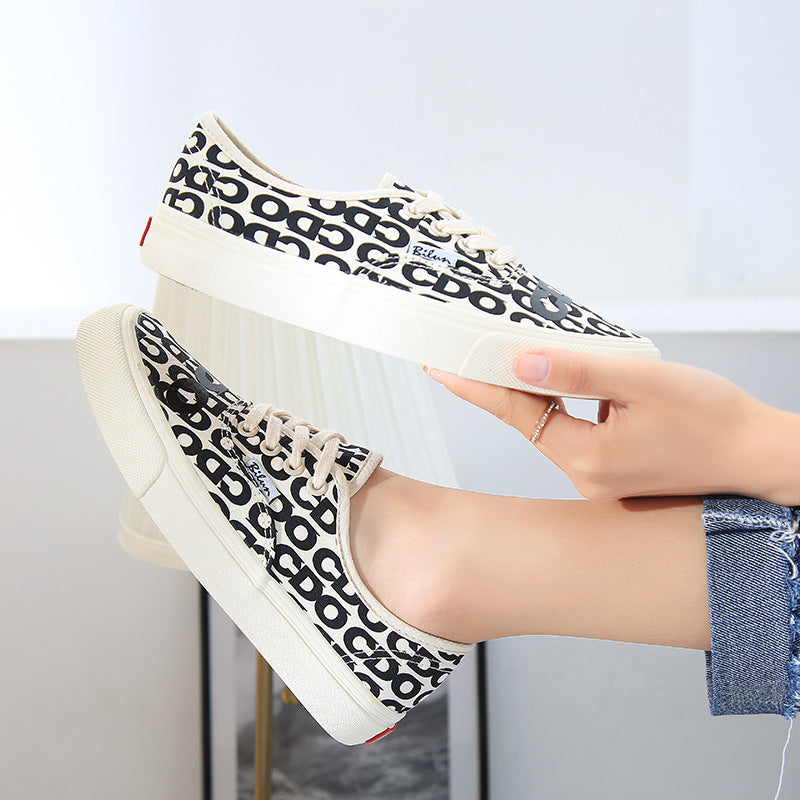 Low Cut Men And Women Letter Couple Canvas Shoes Laces - FLIPSTYLEZLLC