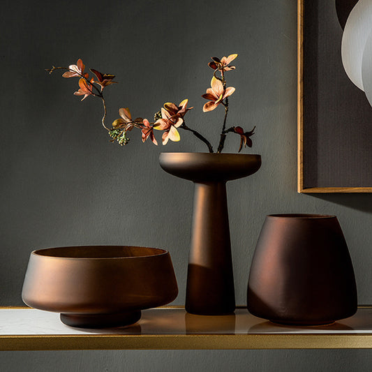 Light Luxury Frosted Coffee Color Glass Vase Decoration