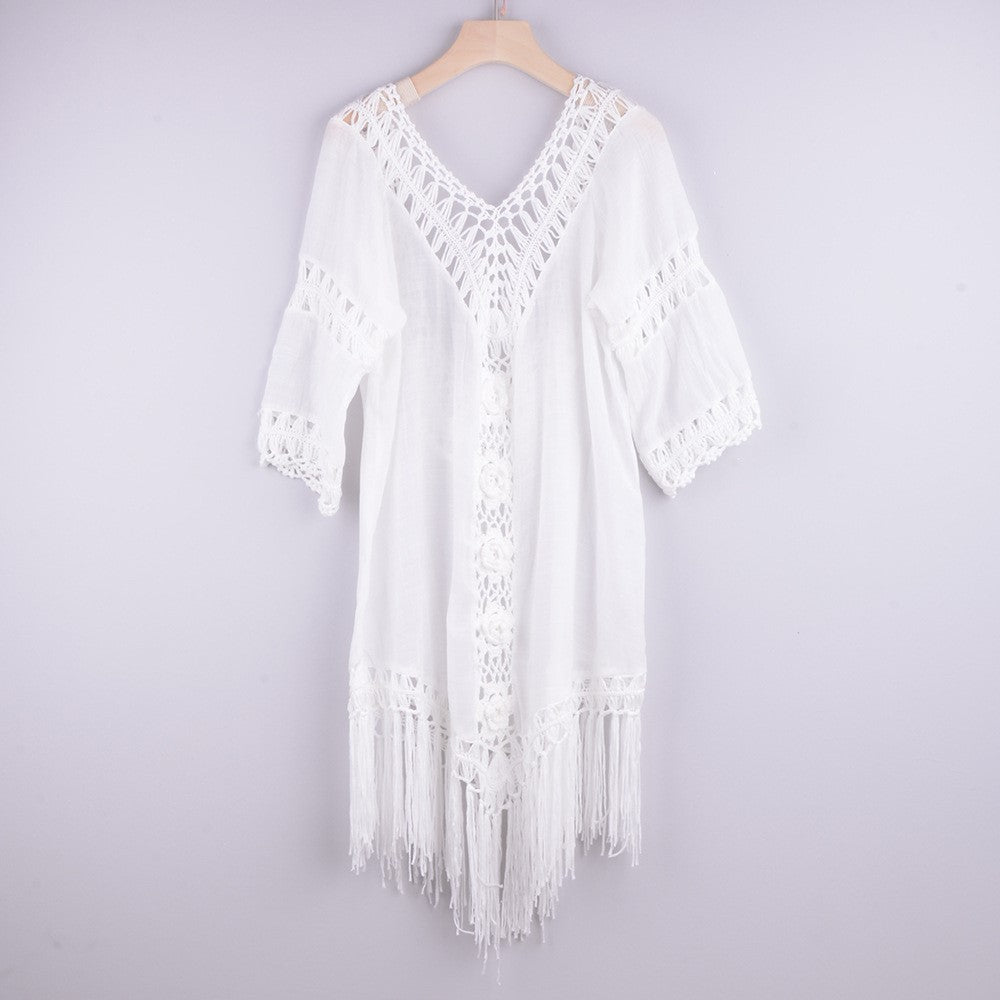 Back Hollowed Out Tassel Ins Style Beach Top