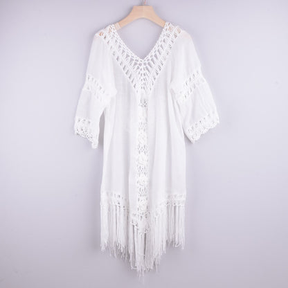 Back Hollowed Out Tassel Ins Style Beach Top