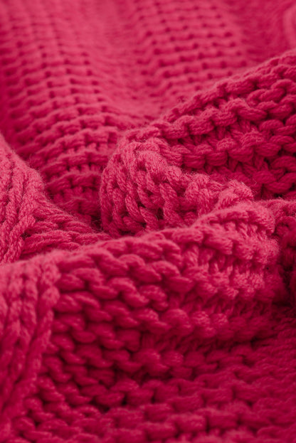 Dark Gray Bubblegum V-Neck Braided Knit Sweater