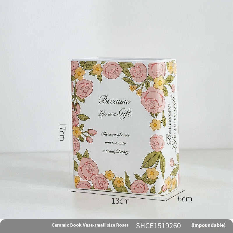 Creative Modern And Simple Ceramic Book Vase Decoration Crafts