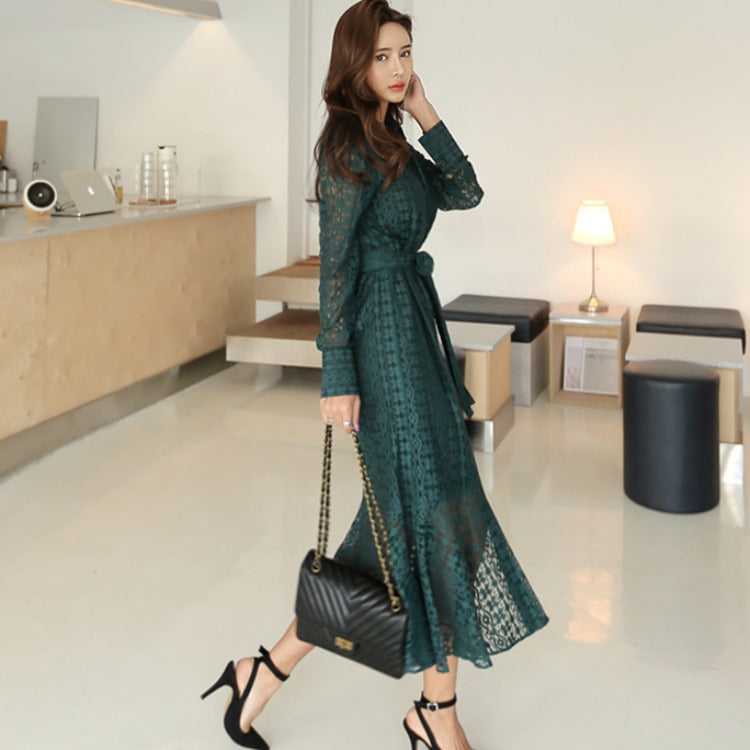 Early Autumn New Product Pure Color Shirt-style Lace Fish