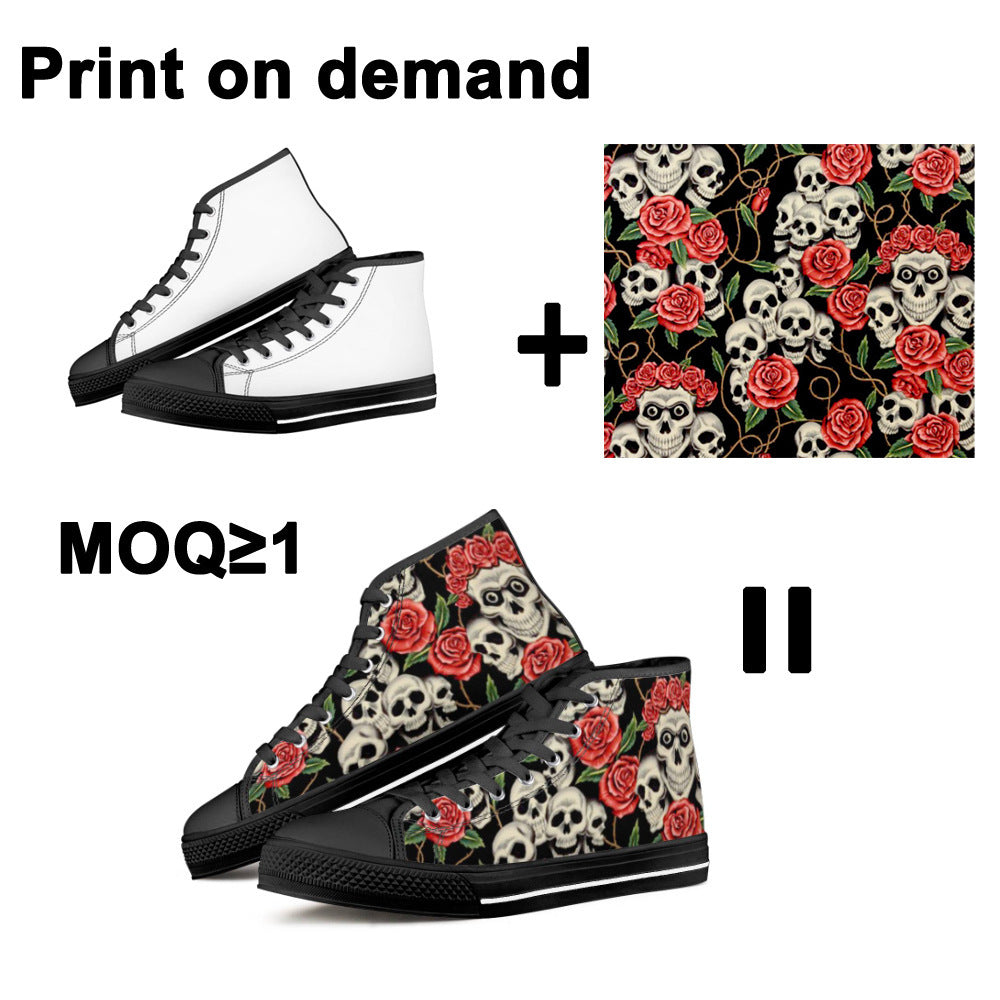 Picture Printing Christmas Pattern Canvas Shoes Men And Women Couple Sneakers - FLIPSTYLEZLLC