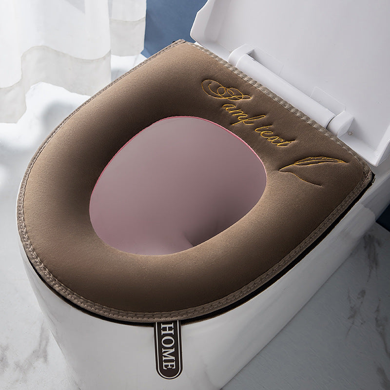 Nordic Style Embroidered Zipper Toilet Seat