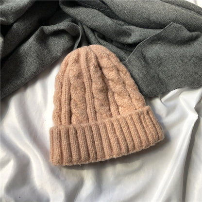 Simple Solid Color Twist Women's Knitted Hat