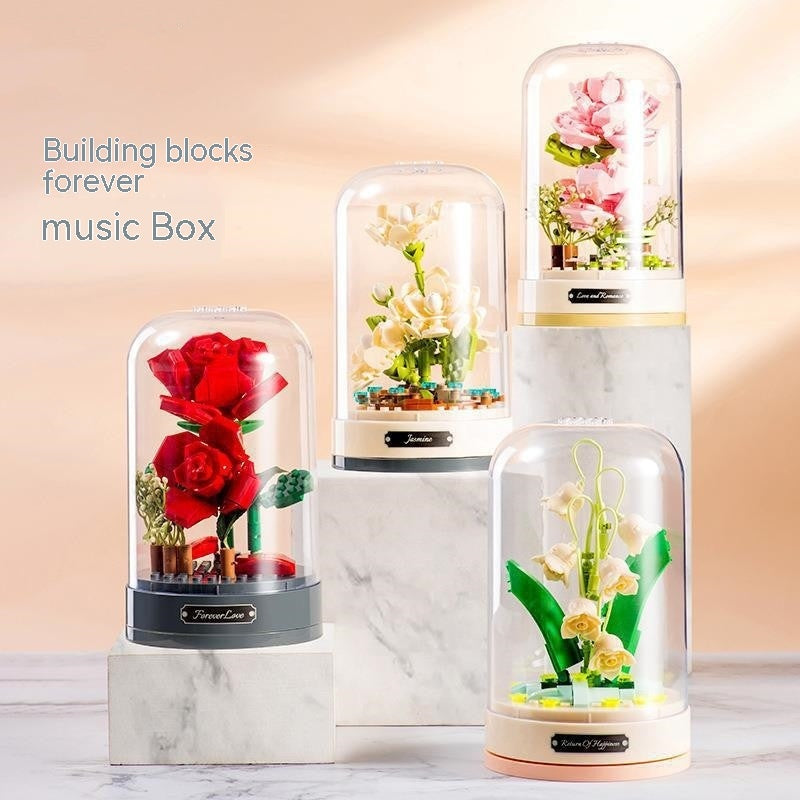 Children Assembling Building Blocks Music Box Toy