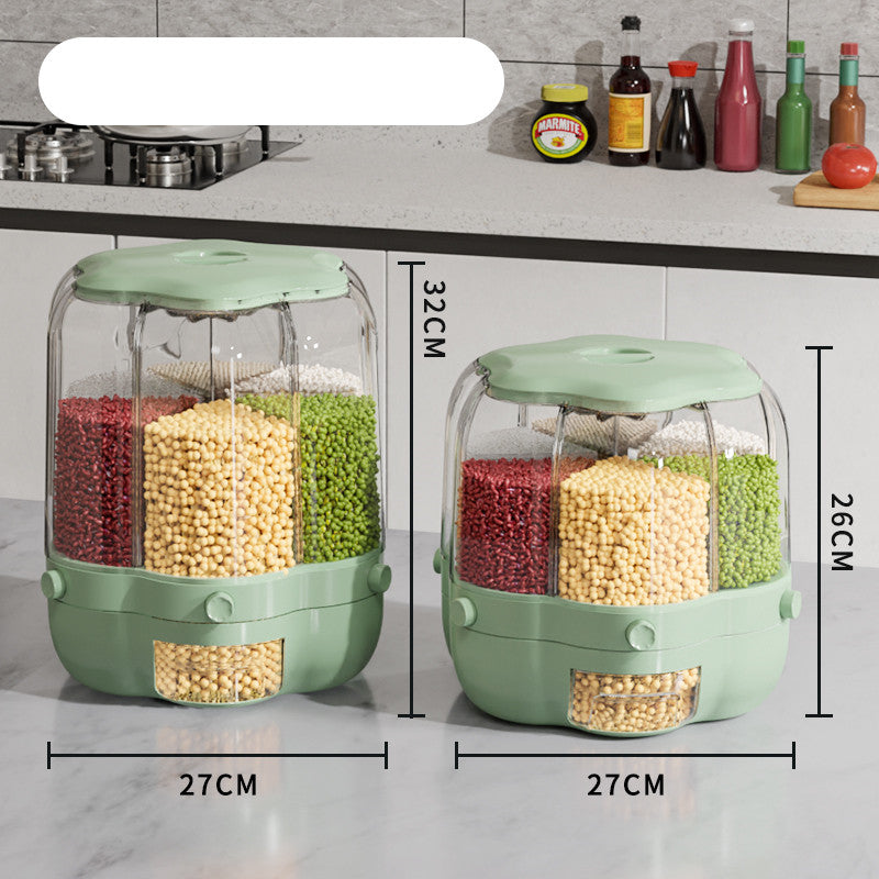 Large Food Storage Container 360 Rotating Rice Barrels Sealed Cereal Dispenser Rice Tank Grain Box Kitchen Storage Container