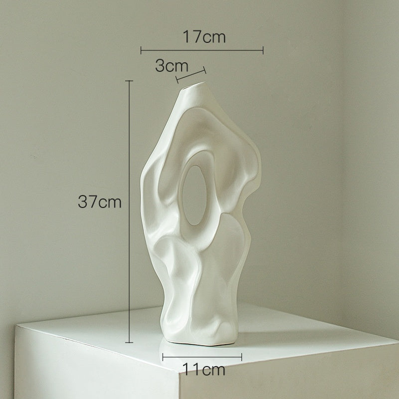 Vase Decoration Living Room Flower Arrangement Ceramic White Art Sculpture Decoration