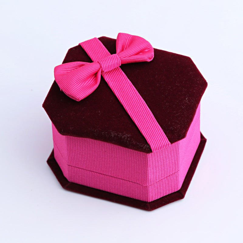 Bowknot Necklace Couple Ring Gift Box