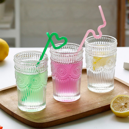 New Colorful Relief Glass Water Cup