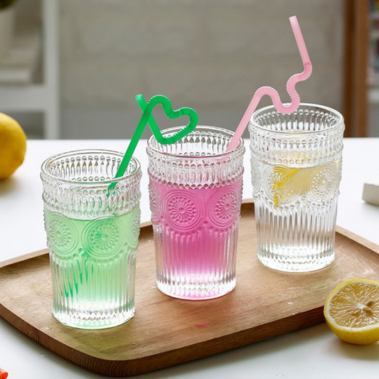 New Colorful Relief Glass Water Cup