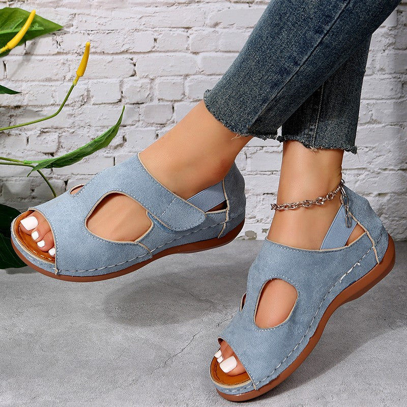Casual Sandals Summer Shoes For Women Low Heels Velcro Shoes - FLIPSTYLEZLLC