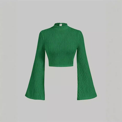 Printed Sexy Lace Thick Long Sleeved T-shirt Knitted Sweater