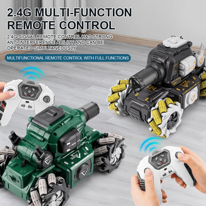 Remote Control Tank Fire-breathing Water Bomb Camouflage Chariot Four-wheel Drive Stunt Spray Music Toy Car