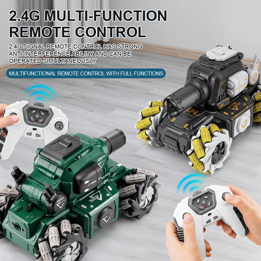 Remote Control Tank Fire-breathing Water Bomb Camouflage Chariot Four-wheel Drive Stunt Spray Music Toy Car