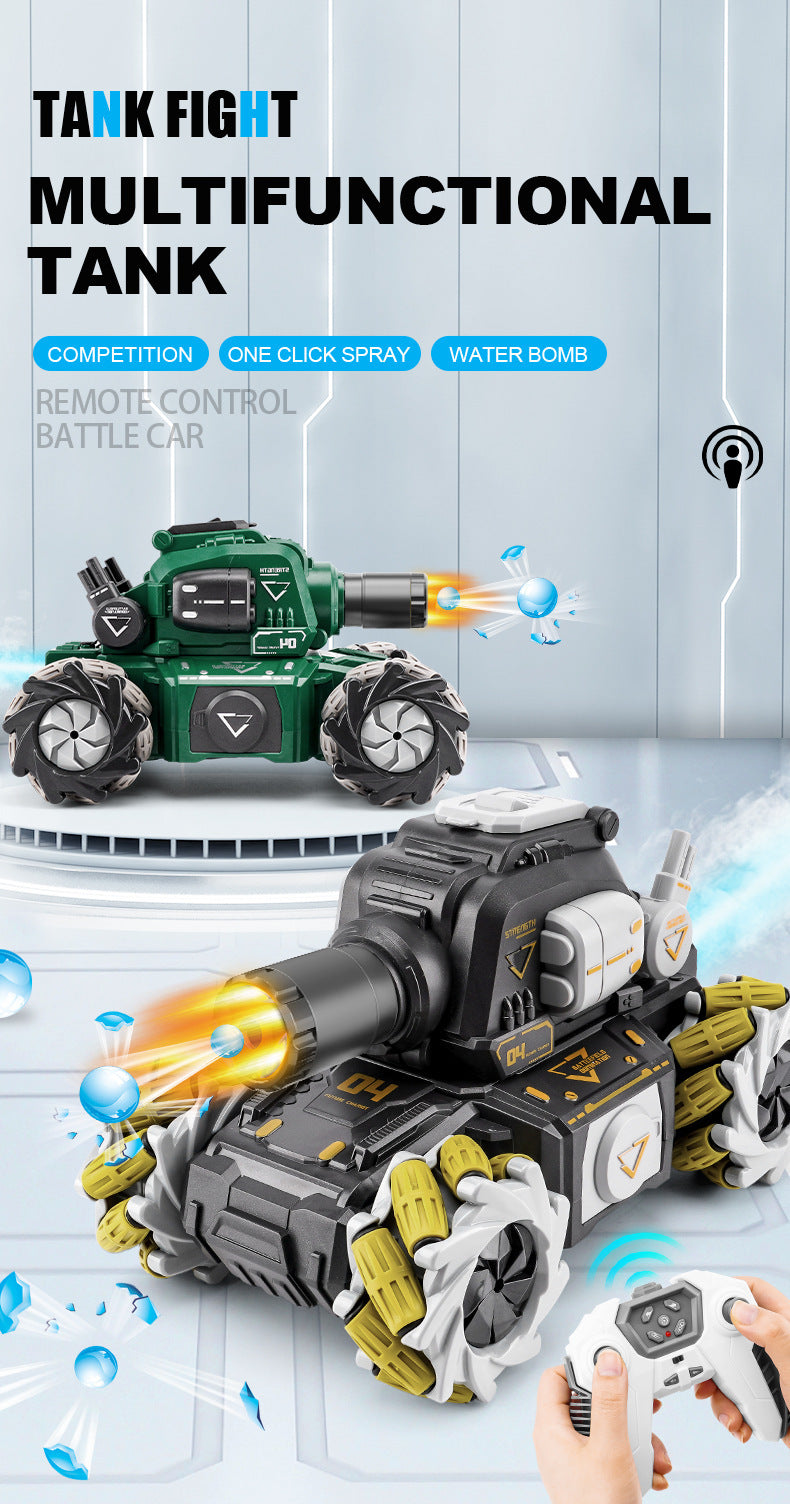 Remote Control Tank Fire-breathing Water Bomb Camouflage Chariot Four-wheel Drive Stunt Spray Music Toy Car