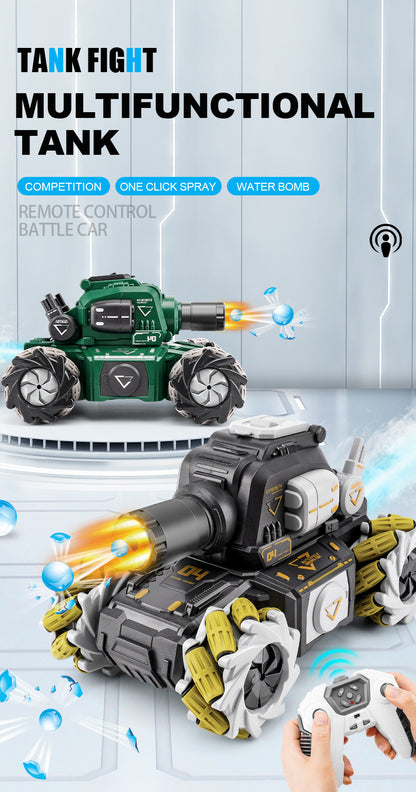 Remote Control Tank Fire-breathing Water Bomb Camouflage Chariot Four-wheel Drive Stunt Spray Music Toy Car