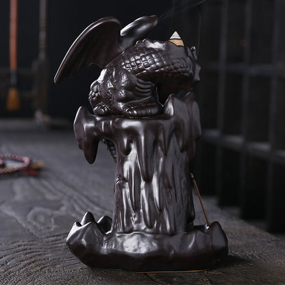 Ceramic Smoke Backflow Incense Burner Nordic Pterodactyl LED Lights Backflow Stove Ornaments