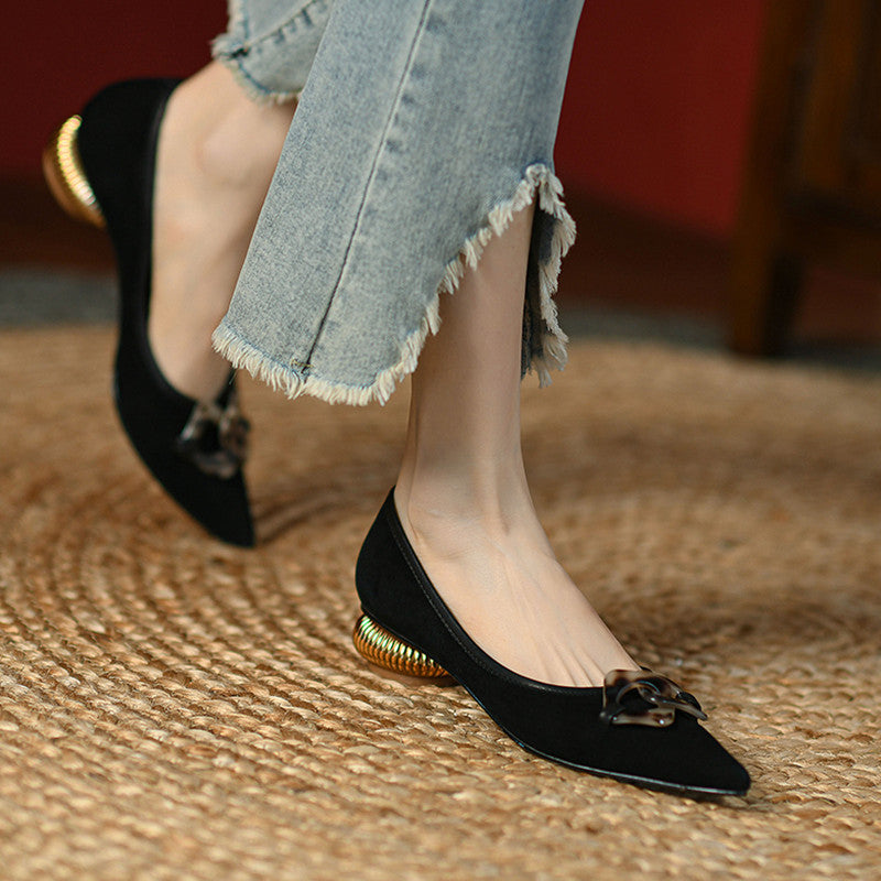 Retro Thick-heeled Low-heeled Single Shoes Women - FLIPSTYLEZLLC