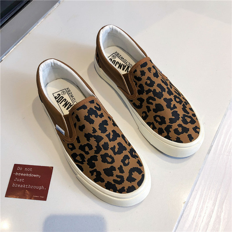 Summer Versatile Slip-on Leopard Print Canvas Shoes For Women