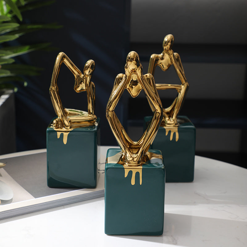 Modern Light Luxury Style Ceramic Figure Decoration TV Cabinet Wine  Office