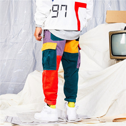 Wholesale Fashion Casual Corduroy Stitching Multi-Craft Jeans