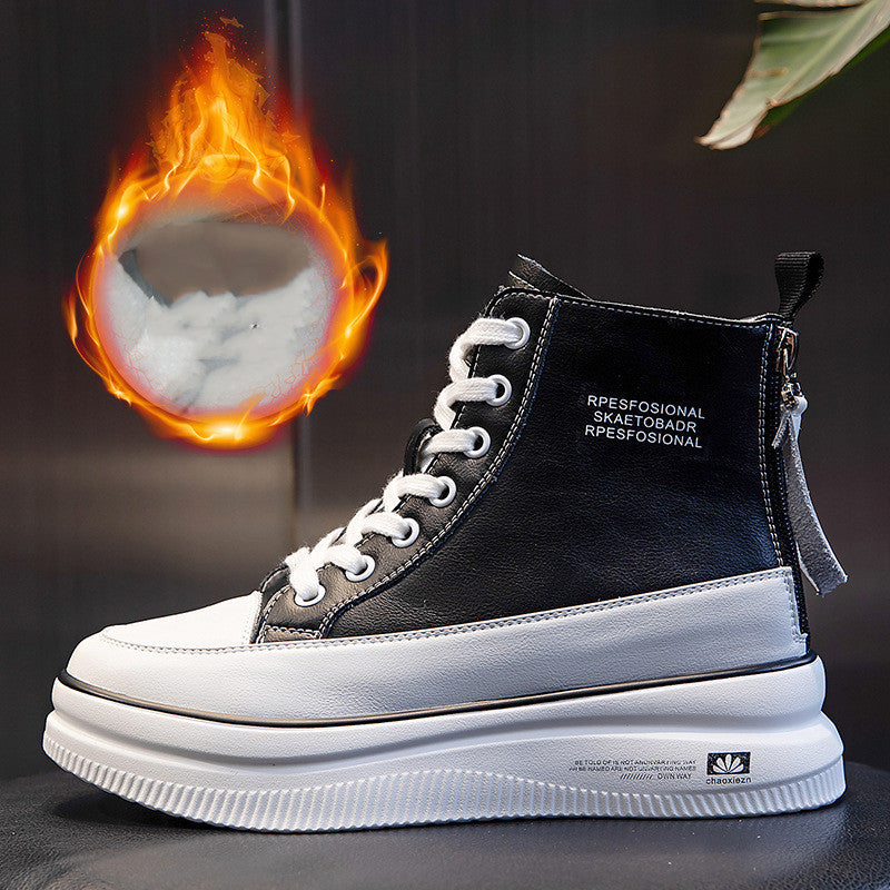 Women's All Match Leather Martin Boots Mid Tube Thick Sole