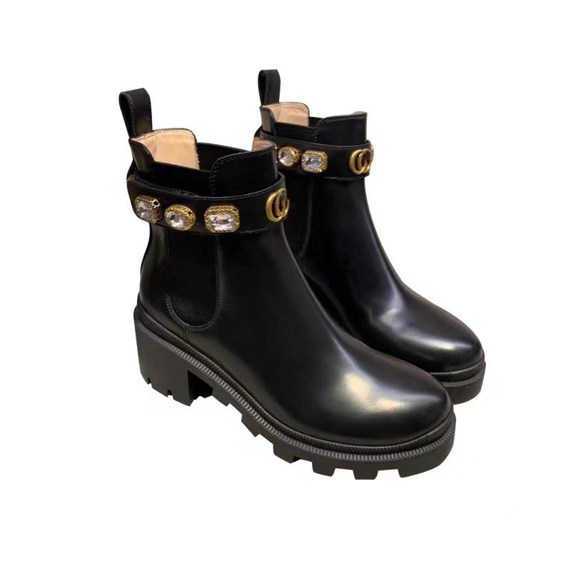 Round Toe Black Wear-resistant Sgs Martin Boots