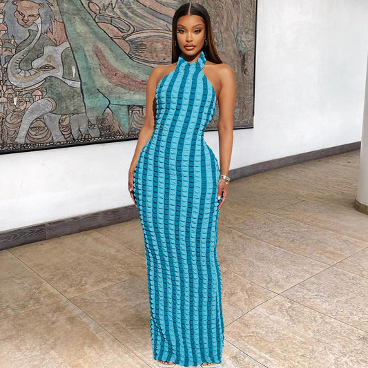 Personalized Street Women's Hanging Neck Backless Fringe Dress