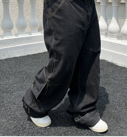 Solid Color Casual Jeans Retro Straight-leg Pants