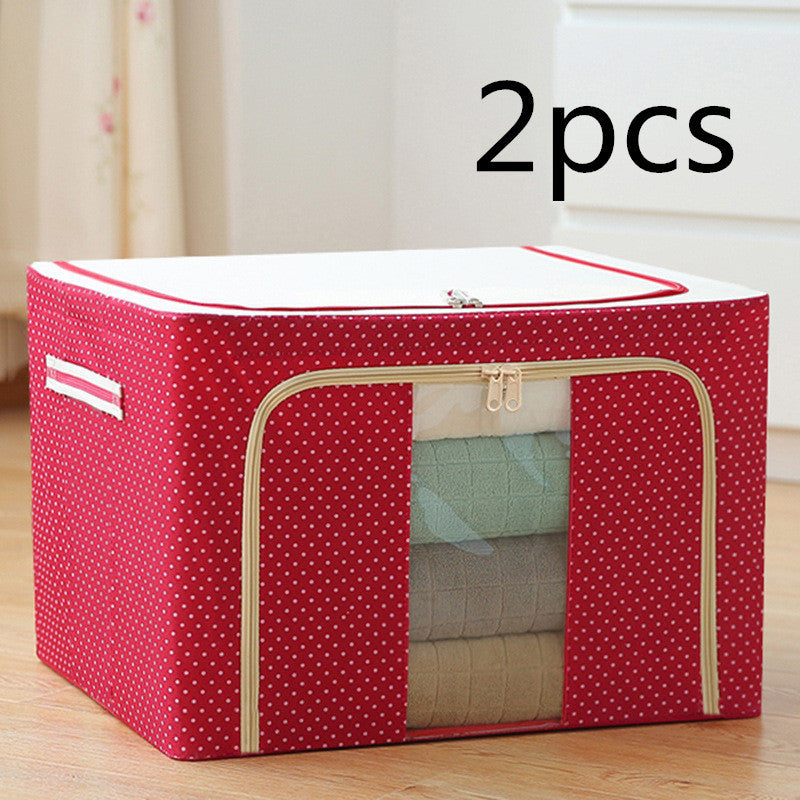 Steel Frame Storage Box Oxford Cloth Sorting Box Quilt Storage Box Folding Wardrobe Cloth Art Extra Large Storage Bag with Cover