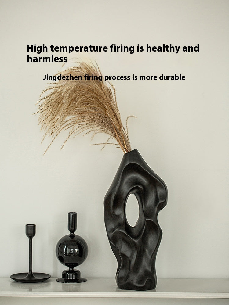 Vase Decoration Living Room Flower Arrangement Ceramic White Art Sculpture Decoration