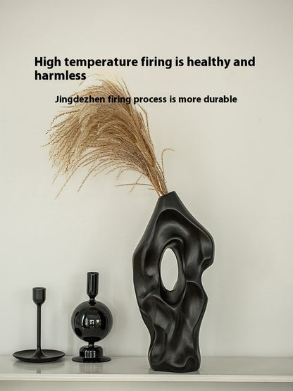 Vase Decoration Living Room Flower Arrangement Ceramic White Art Sculpture Decoration